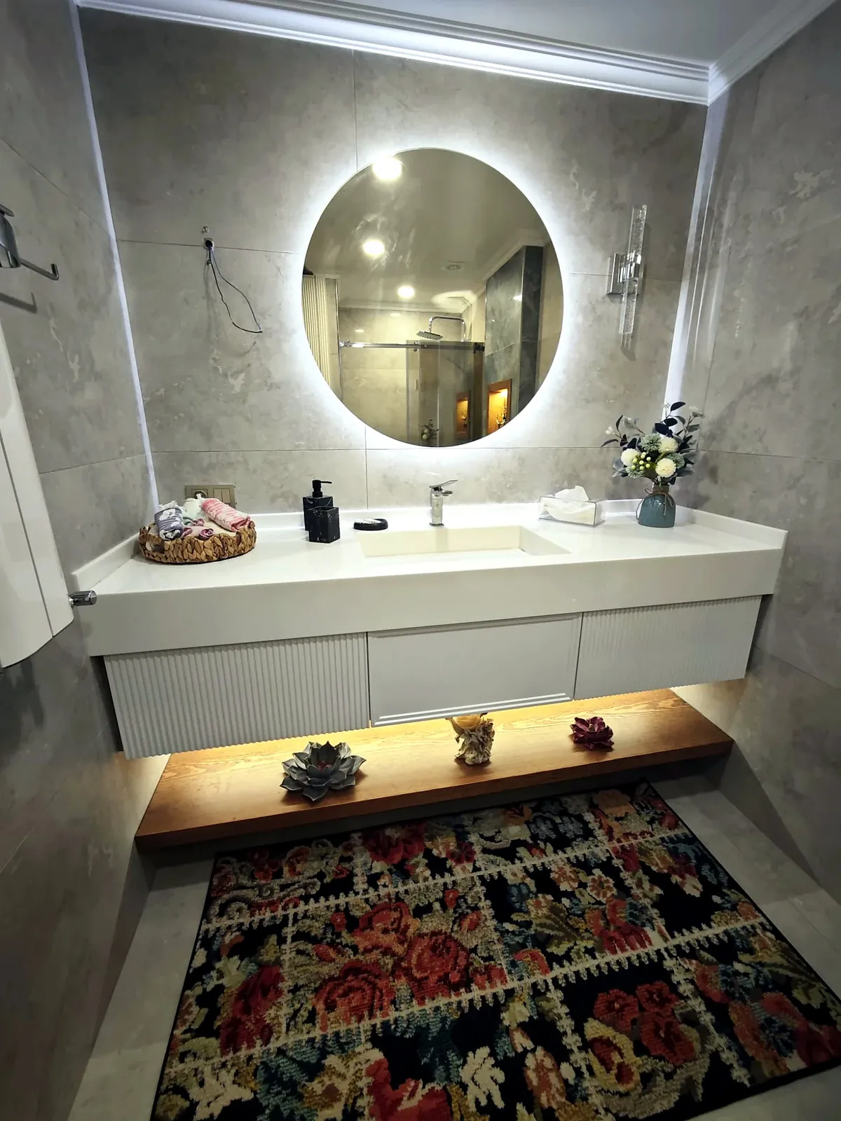 Gömme Lavabolu Banyo Tezgahı – Kaan Mobilya akrilik uygulama